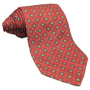 Brooks Brothers Tie 59" Wide Silk Red Neat Geometric Diamonds‎ USA Classic VTG